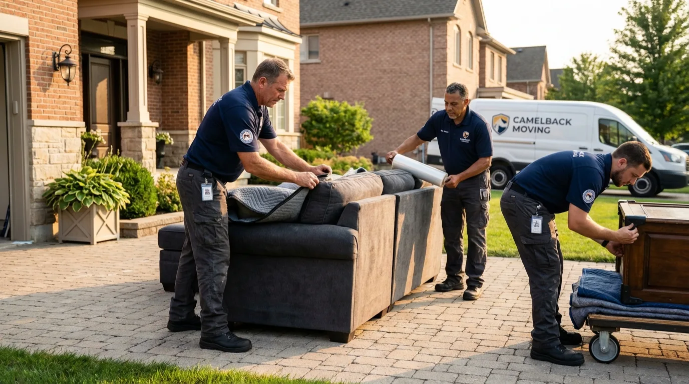 Large estate moving crew wrapping furniture in Blue Bell, PA