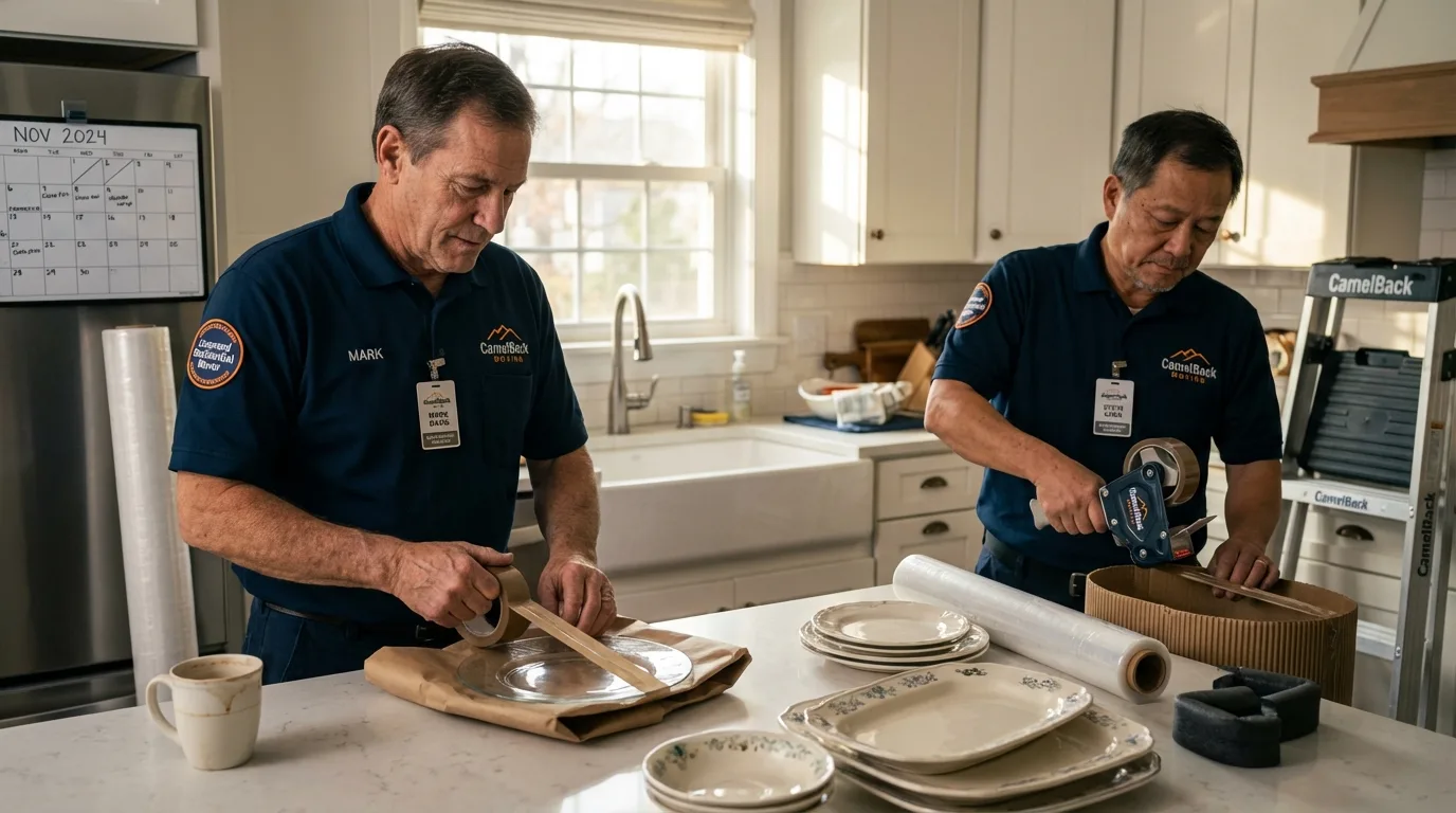 Professional crew packing kitchen dishware in Blue Bell, PA